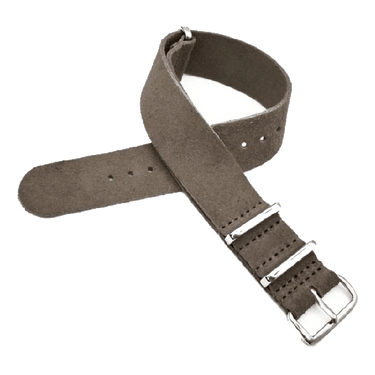 Suede Leather Military Style Strap - Grey